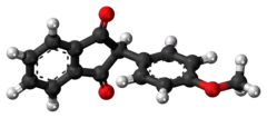 Ball-and-stick model of the anisindione molecule