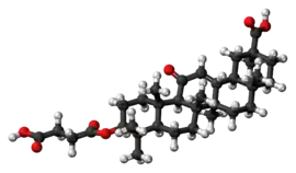 Ball-and-stick model of the carbenoxolone molecule