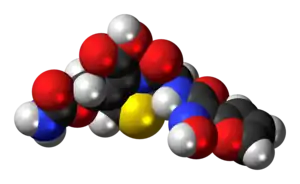 Ball-and-stick model of the cefuroxime molecule