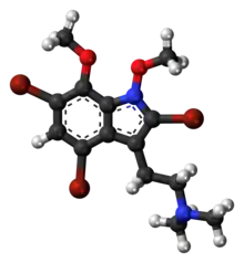 Ball-and-stick model of convolutindole A