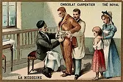 Pasteur inoculating a man with the rabies virus