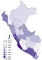 Confirmed deaths by COVID-19 per 100,000 inhabitants.