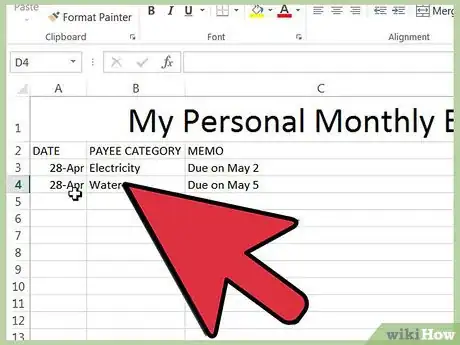 Immagine titolata Track your Bills in Microsoft Excel Step 10