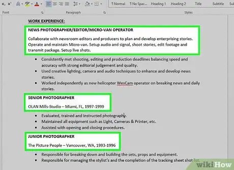 Immagine titolata Create a Photography Resume Step 8