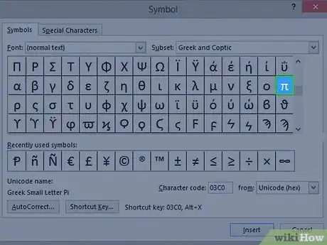 Immagine titolata Type the Pi Symbol Step 4