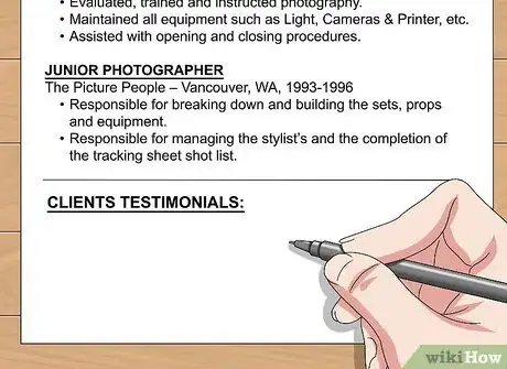 Immagine titolata Create a Photography Resume Step 14