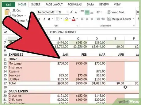 Immagine titolata Track your Bills in Microsoft Excel Step 3
