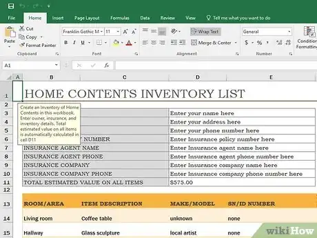 Immagine titolata Create an Inventory List in Excel Step 6