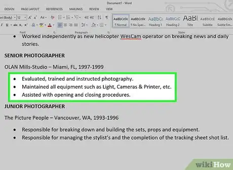 Immagine titolata Create a Photography Resume Step 10