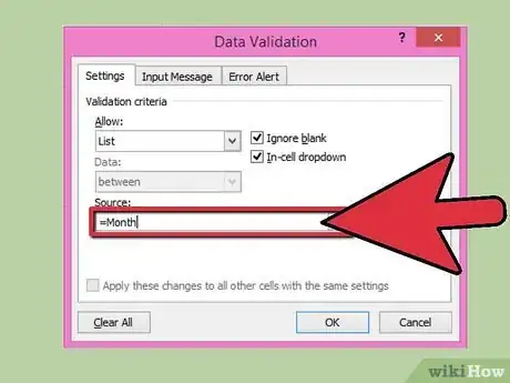 Immagine titolata Add a Drop Down Box in Excel 2007 Step 7