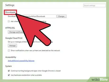 Immagine titolata Change Google Chrome Downloads Settings Step 4