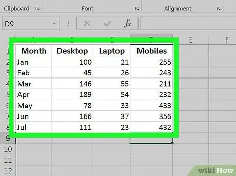 Immagine titolata Make a Line Graph in Microsoft Excel Step 3