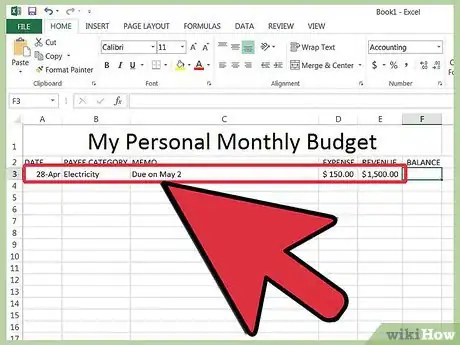 Immagine titolata Track your Bills in Microsoft Excel Step 8