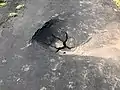 Buca sull'asfalto in una strada a Oak Hill, Virginia
