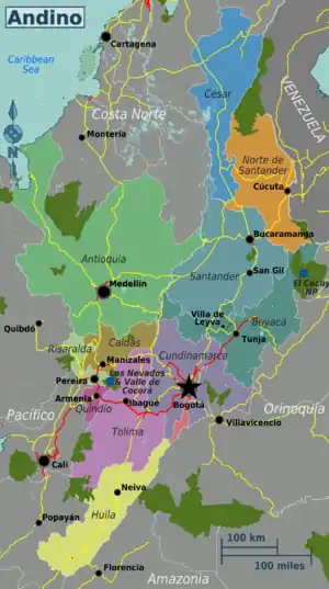 Mappa divisa per regioni