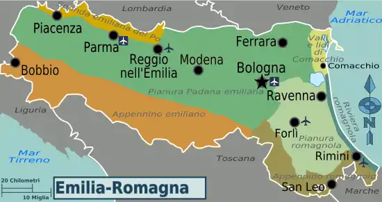 Mappa divisa per regioni